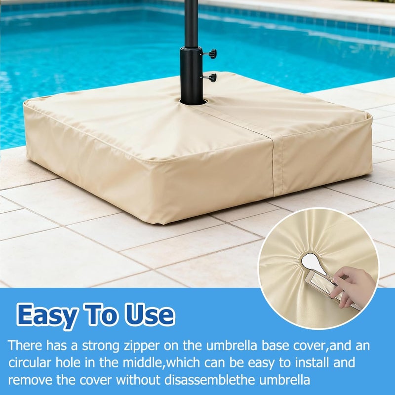 Rileytee Patio Umbrella Base Cover,Outdoor Heavy Duty 600D Waterproof Anti-UV Square Umbrella Stand Base Cover (Beige, 36"L x 36"W x 8"H) - Image 4